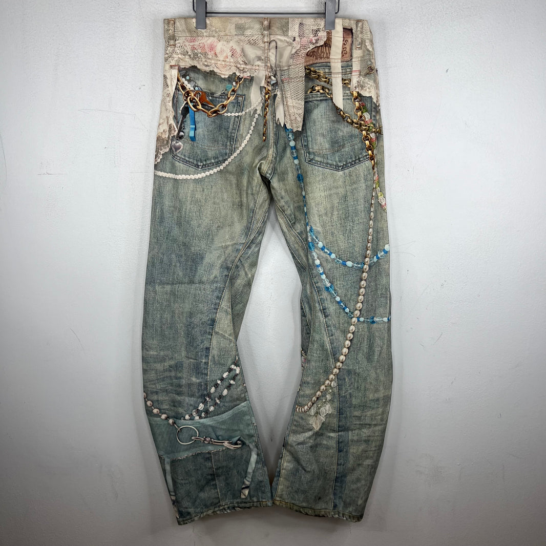 Acne Studios Pearl & Lace Trompe Denim Jeans