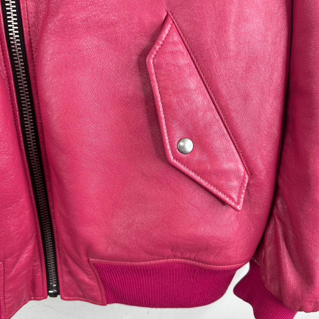 Prada Pink Oversized Nappa Leather Bomber Jacket