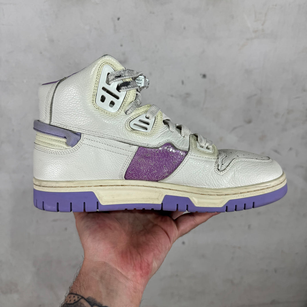 Acne Studios White/ Purple Leather Basketball Sneakers