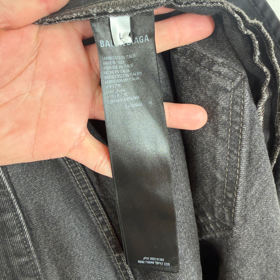 Balenciaga Black Washed Denim Shorts