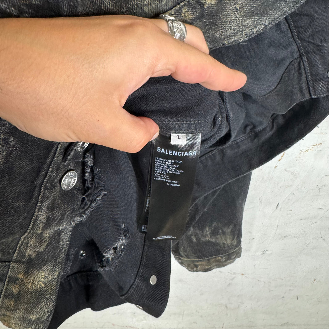 Balenciaga Mud Show Denim Trucker Jacket