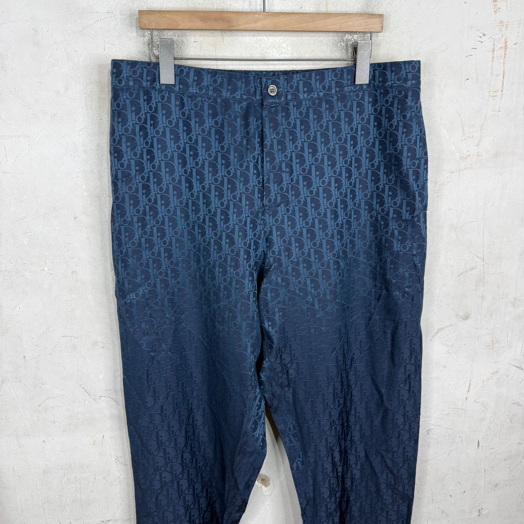 Dior Navy Silk Oblique Pants