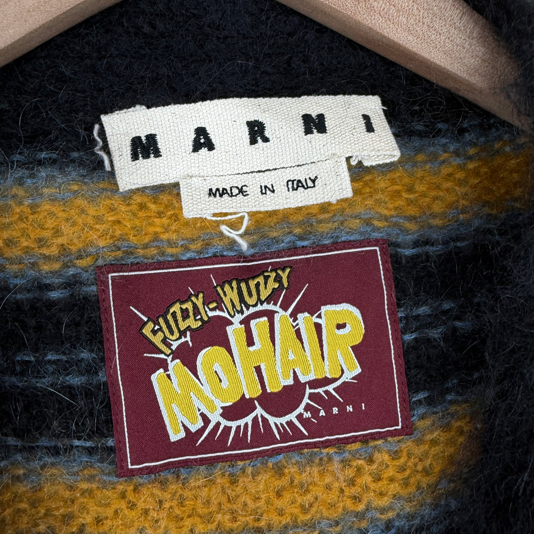 Marni Yellow/Black Striped Mohair Cardigan