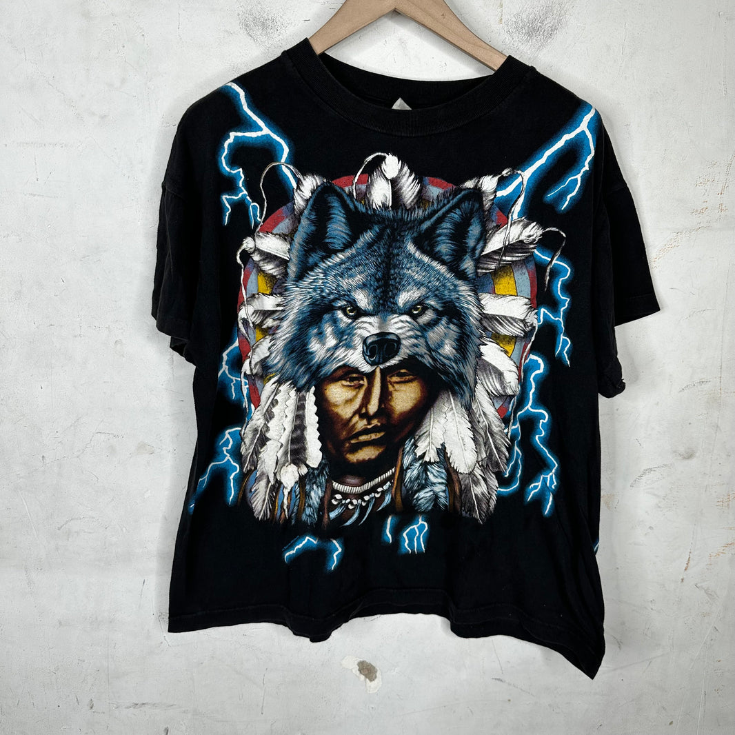 Vintage American Thunder Native Wolf T-Shirt