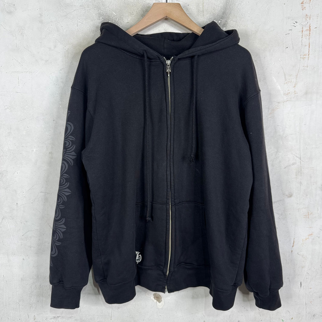 Chrome Hearts Floral Red Scroll Thermal Zip Hoodie