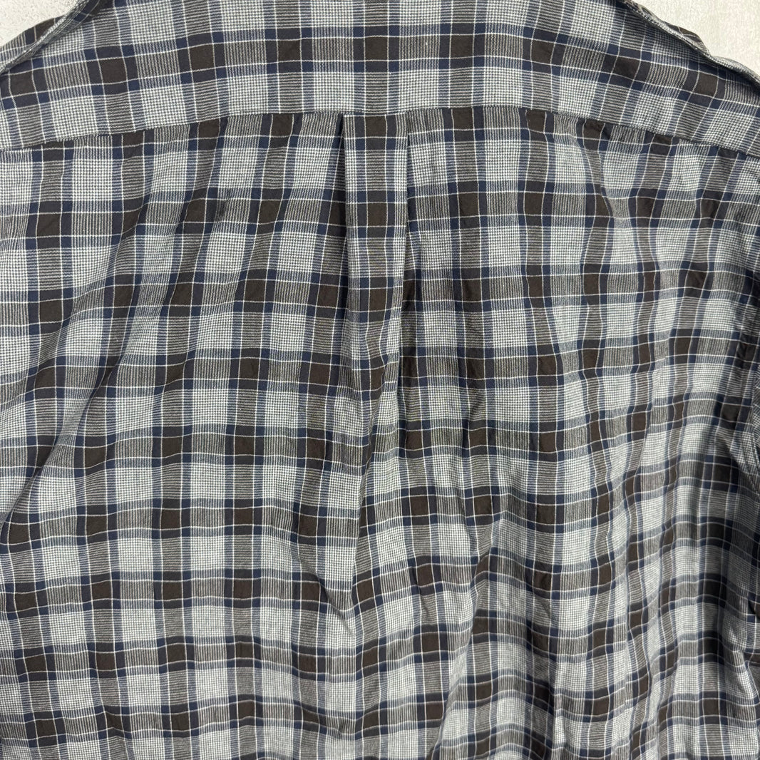 Dries Van Noten Blue/Brown Plaid Shirt With Epaulettes