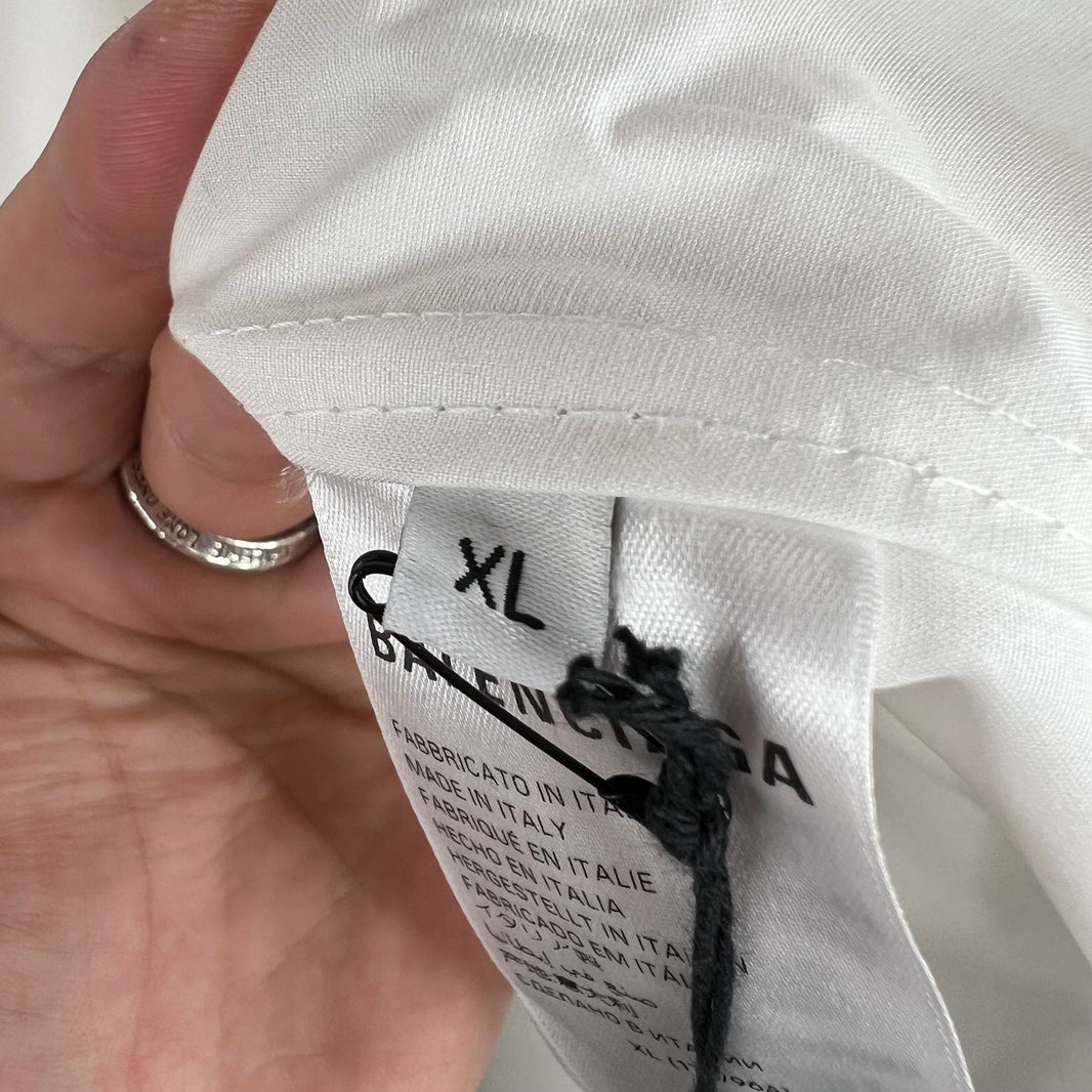 Balenciaga White Cocoon Snap Button LS Shirt