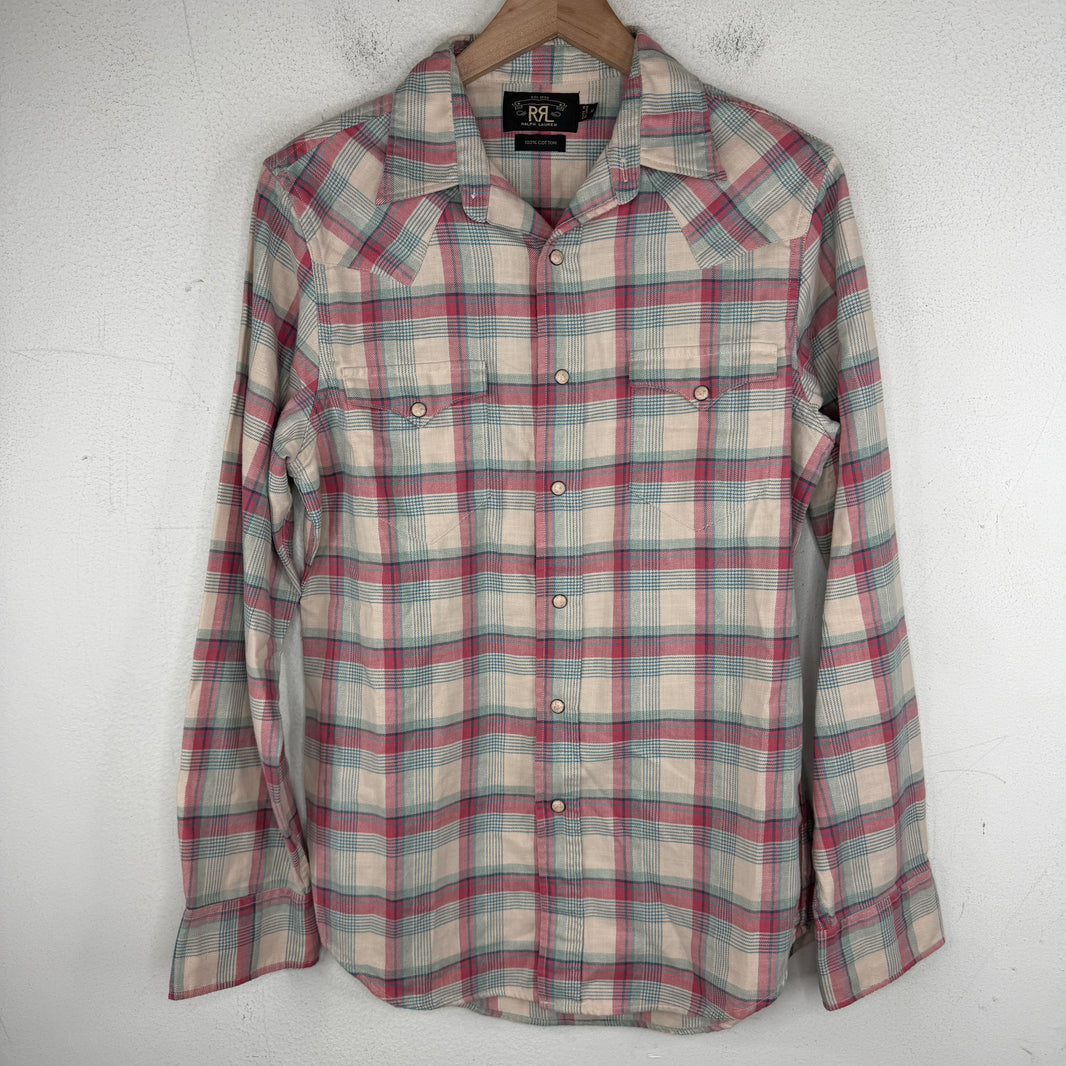 RRL Pink Western Snap Button Flannel