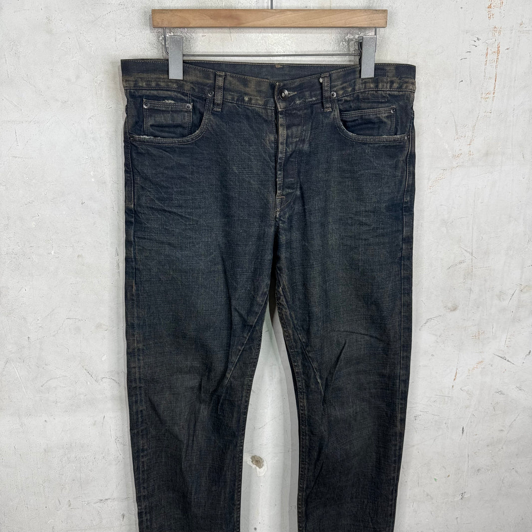 DRKSHDW Waxed Distressed Berlin Cut Jeans