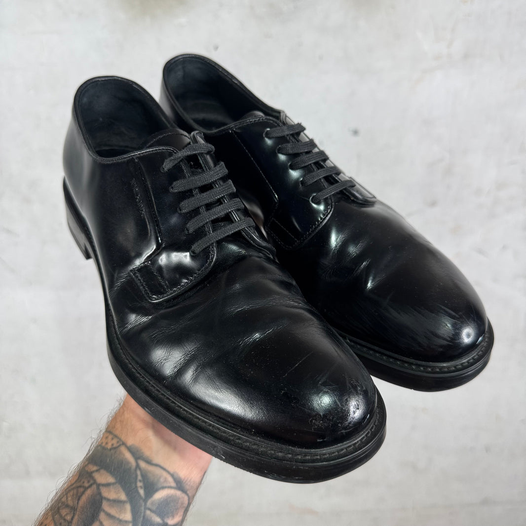 Prada Black Brushed Derbys