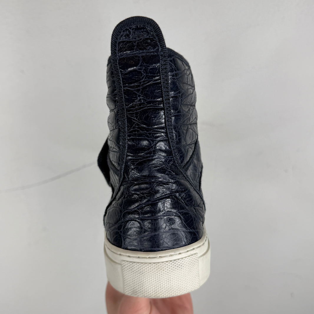 Raf Simons Navy Croc Velcro Strap Sneakers