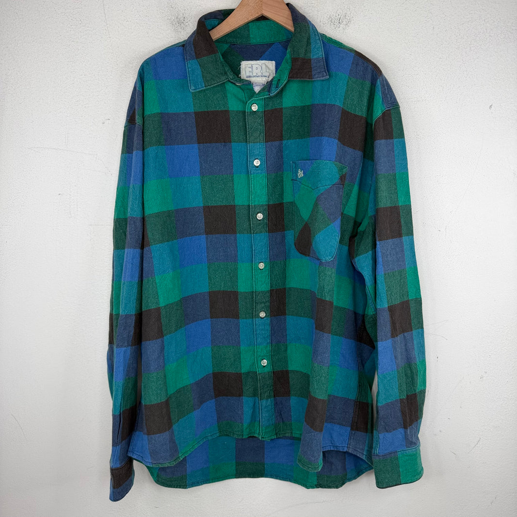 ERL Green Buffalo Plaid Flannel Shirt