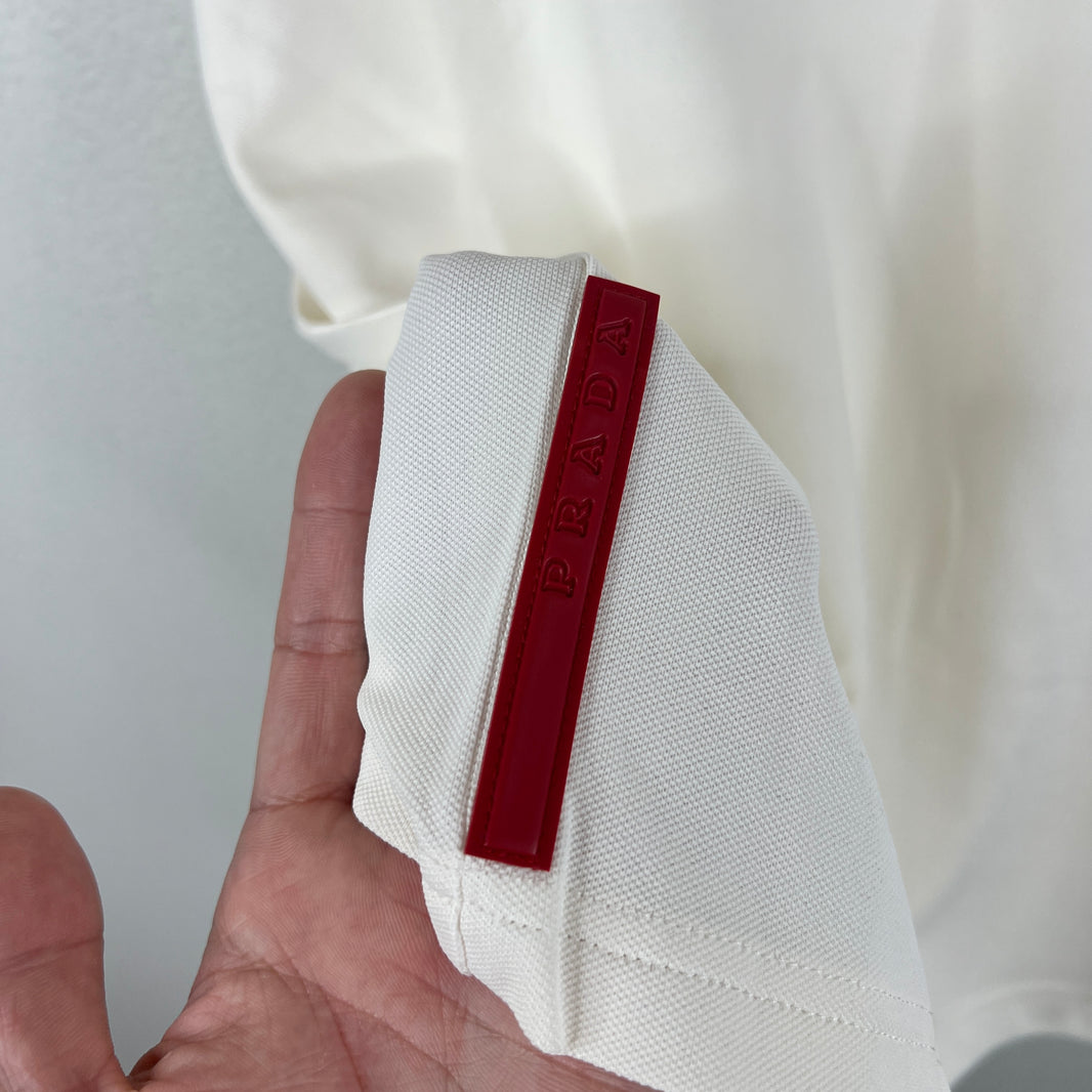 Prada White Zip Up Polo T-Shirt