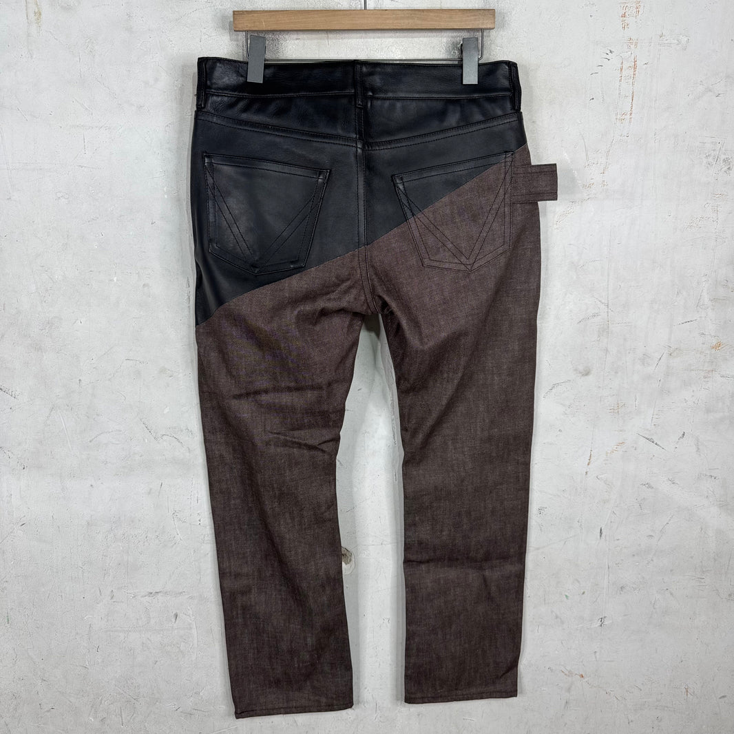 Bottega Veneta 2020 Pre-Spring Leather/Denim Split Pants