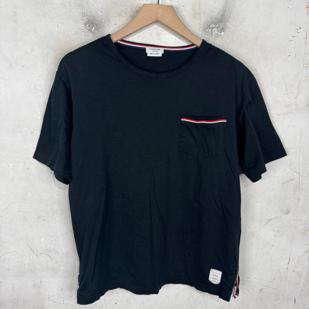 Thom Browne Stripe Trim Pocket T-Shirt