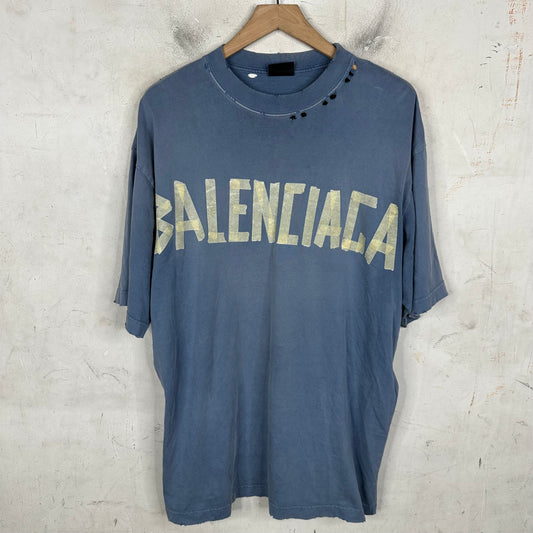 Balenciaga Blue Tape Logo T-Shirt