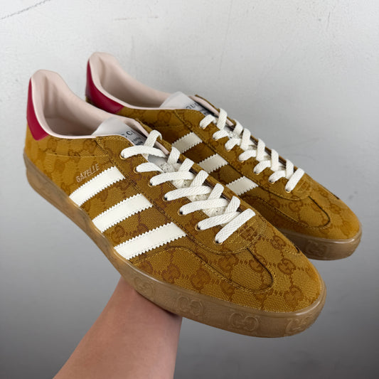 Gucci Adidas Brown Monogram Gazelle Sneakers
