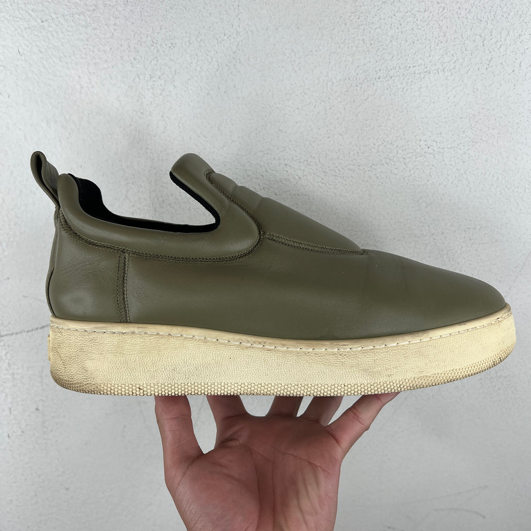 Celine Olive Leather Slip On Sneakers
