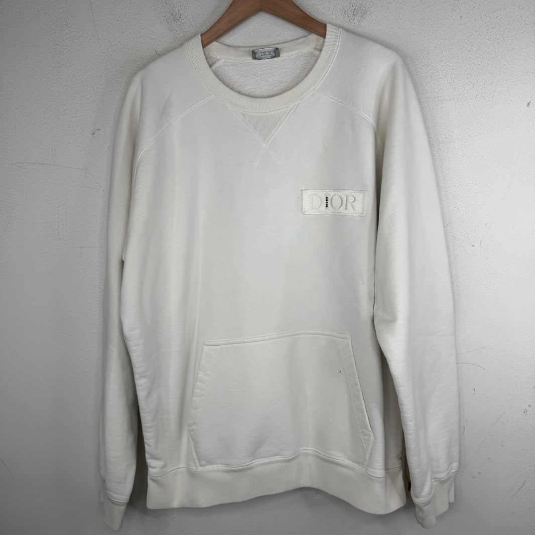 Dior Sacai White Zip Detail Crewneck