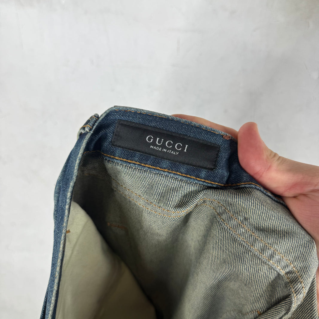 Gucci Washed Blue Horsebit Jeans