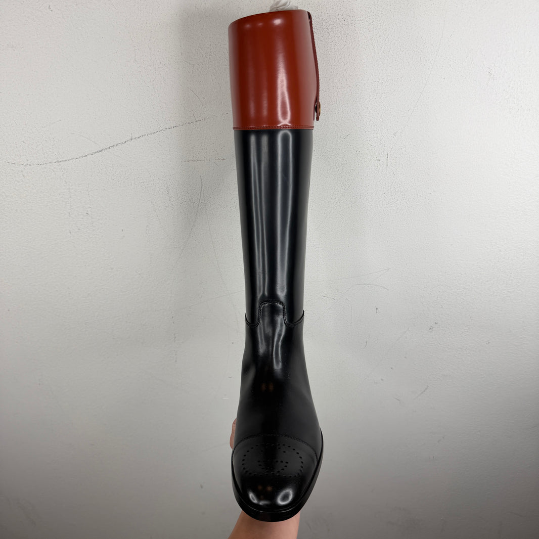 Gucci Two Tone Leather Riding Boots
