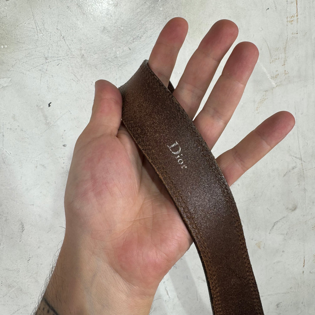 Dior Brown Leather D Point Belt