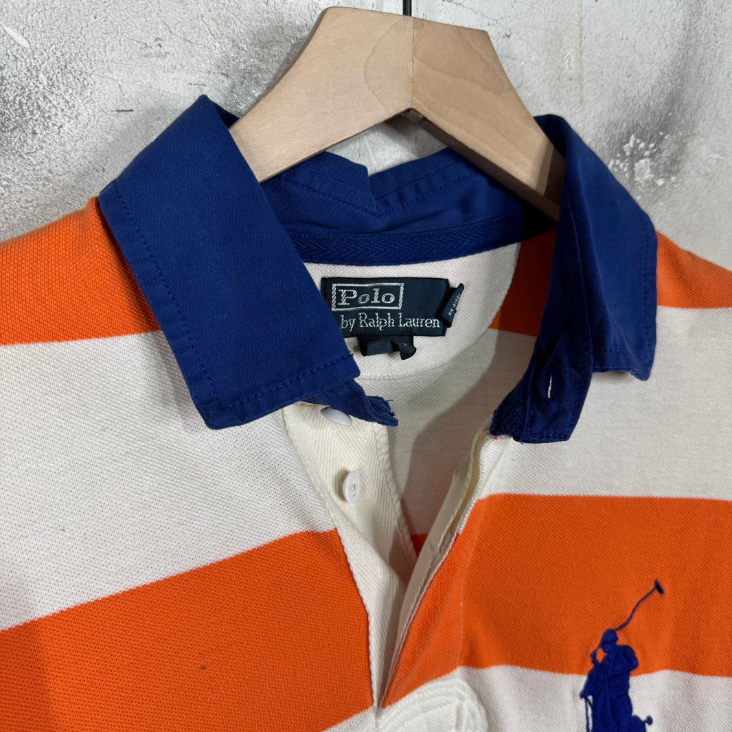 Ralph Lauren Orange Striped Blue Big Pony Polo