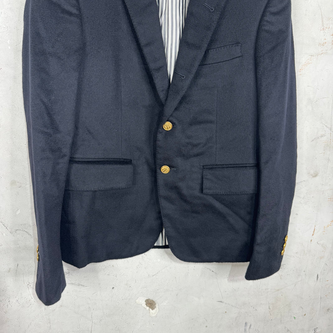 Thom Browne Black Felt Wool Gold Hardware Blazer