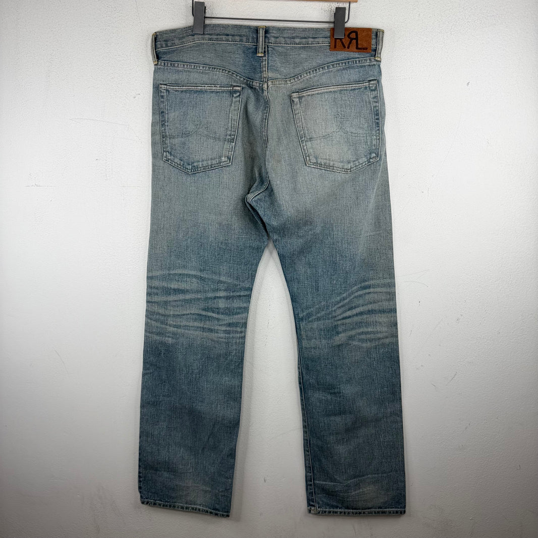 RRL Light Blue Wash Repaired Jeans