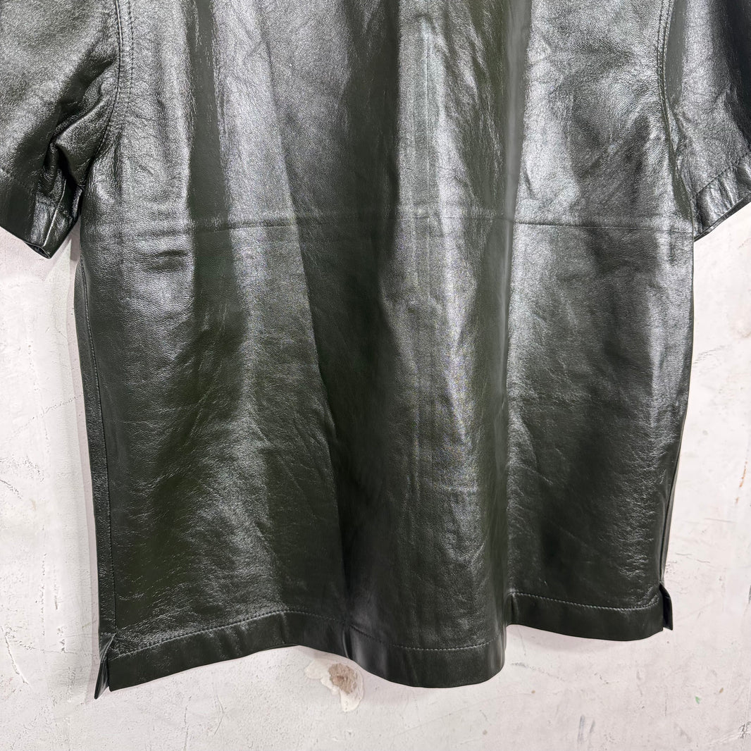 Bottega Veneta Green Leather S/S Shirt