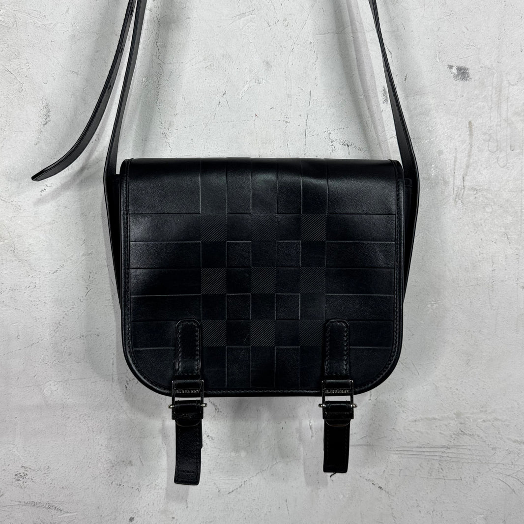 Burberry Embossed Plaid Flap Messenger