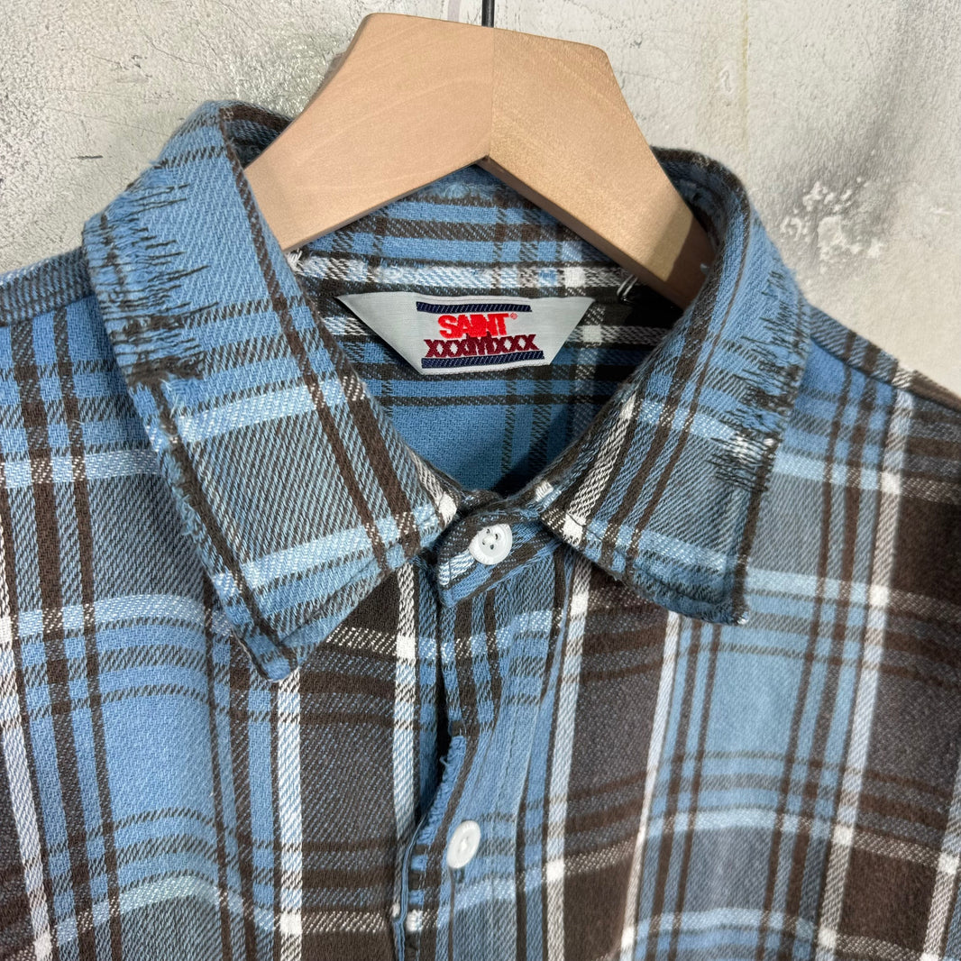 Saint Michael Distressed Plaid Flannel