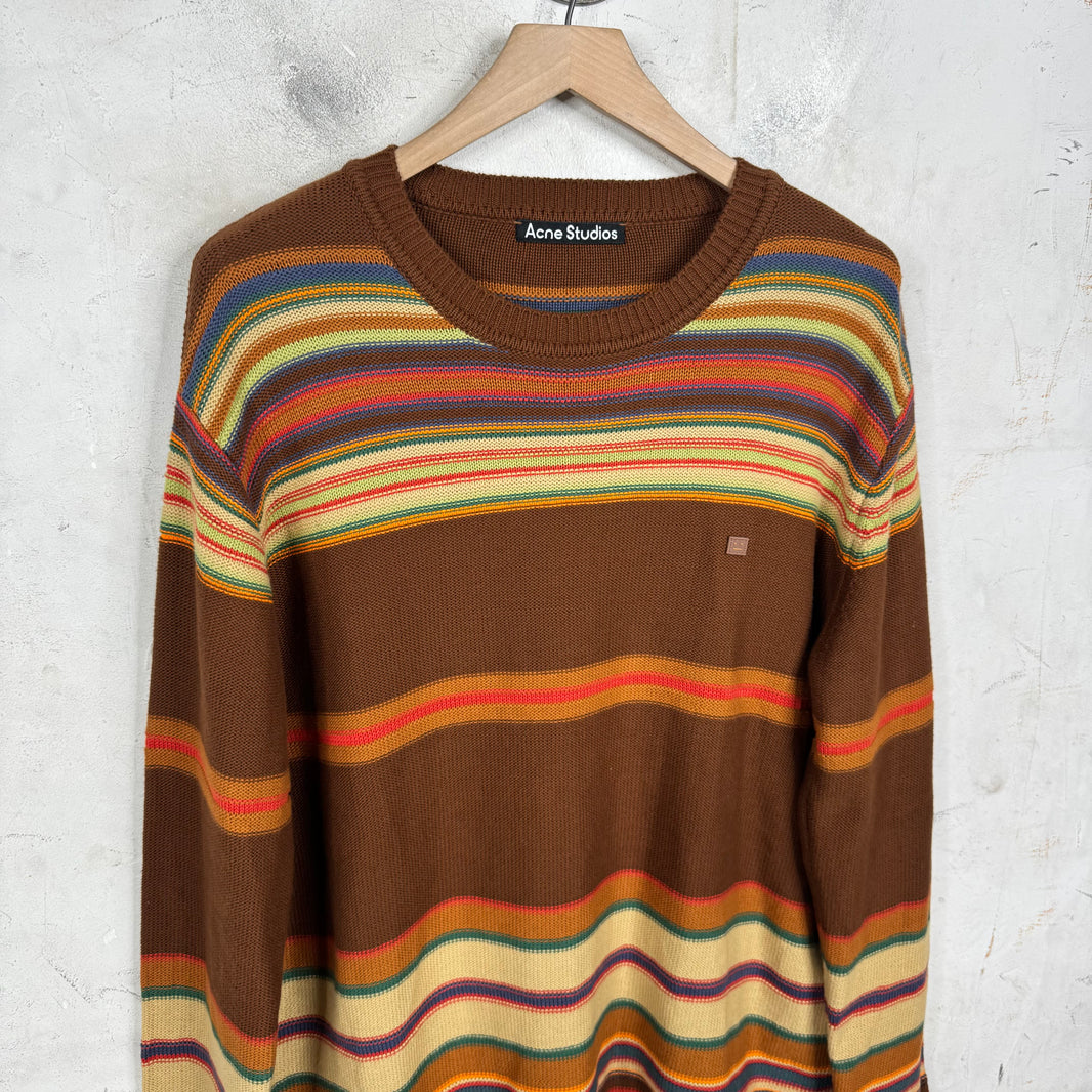 Acne Studios Brown Striped Face Sweater