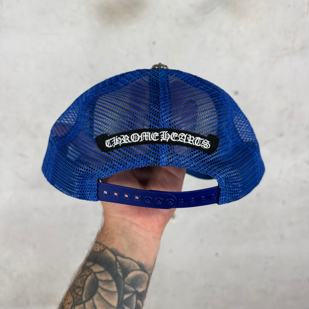 Chrome Hearts Blue Camo Triple Cross Printed Trucker Hat