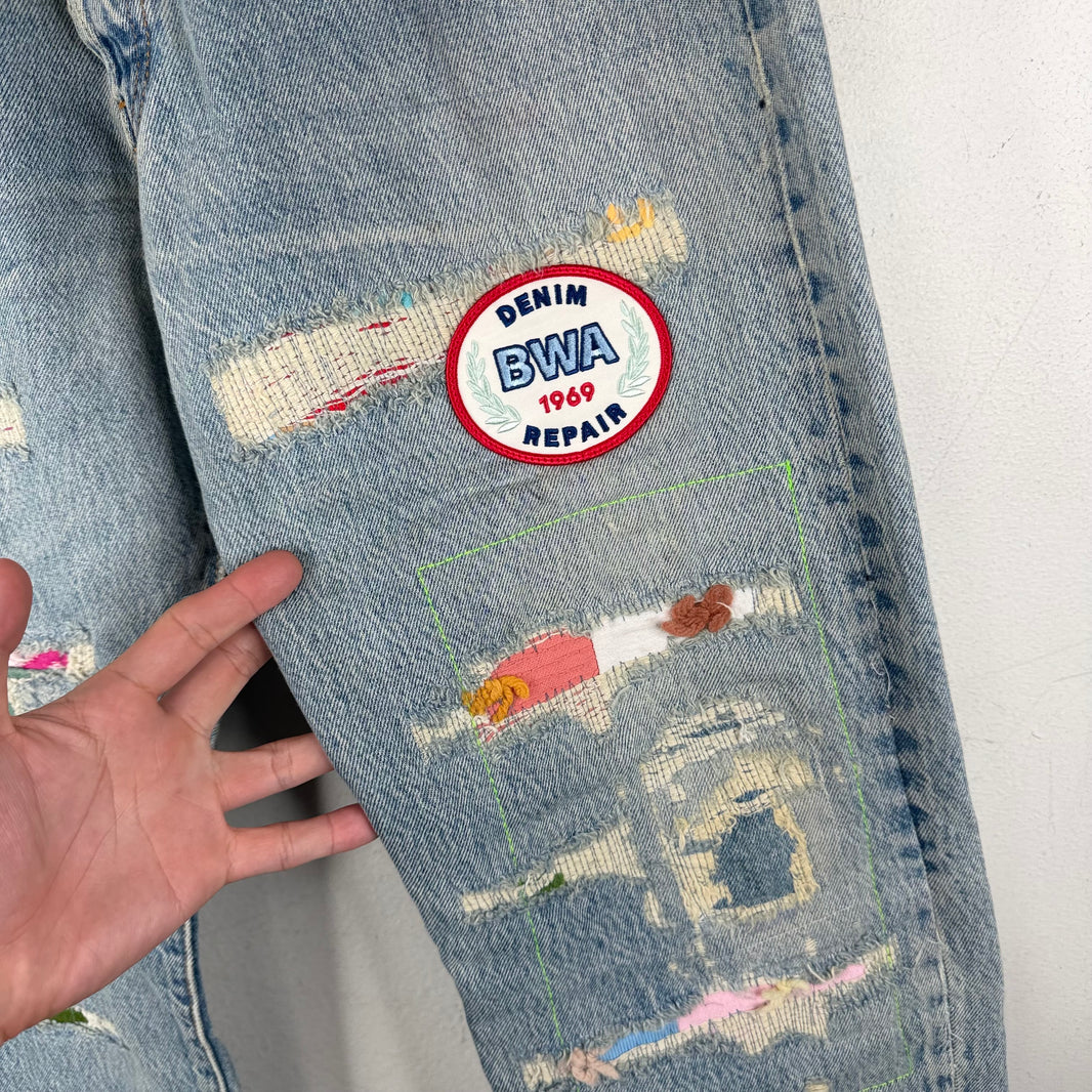 Better With Age Repaired Patched Jeans