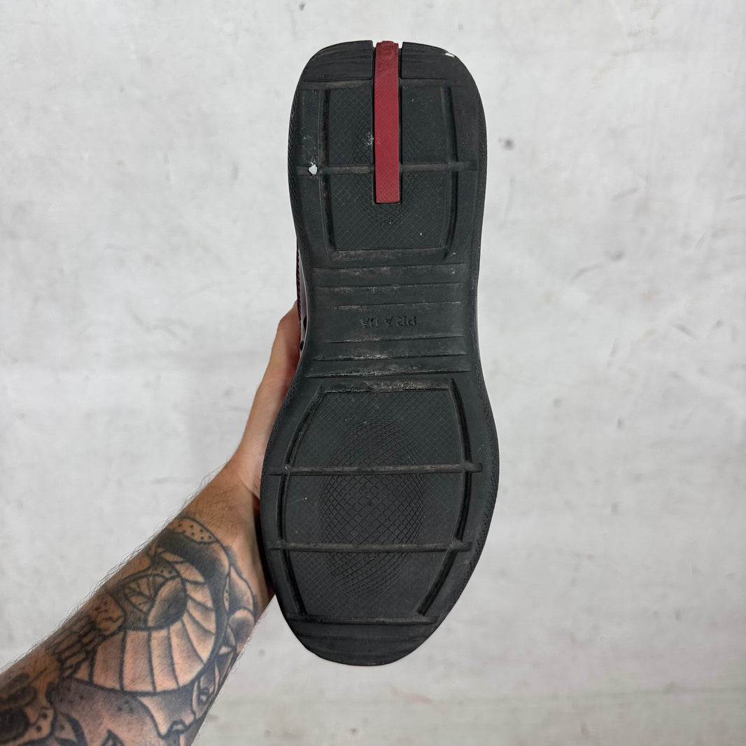 Prada Patent Burgundy High Americas Cups