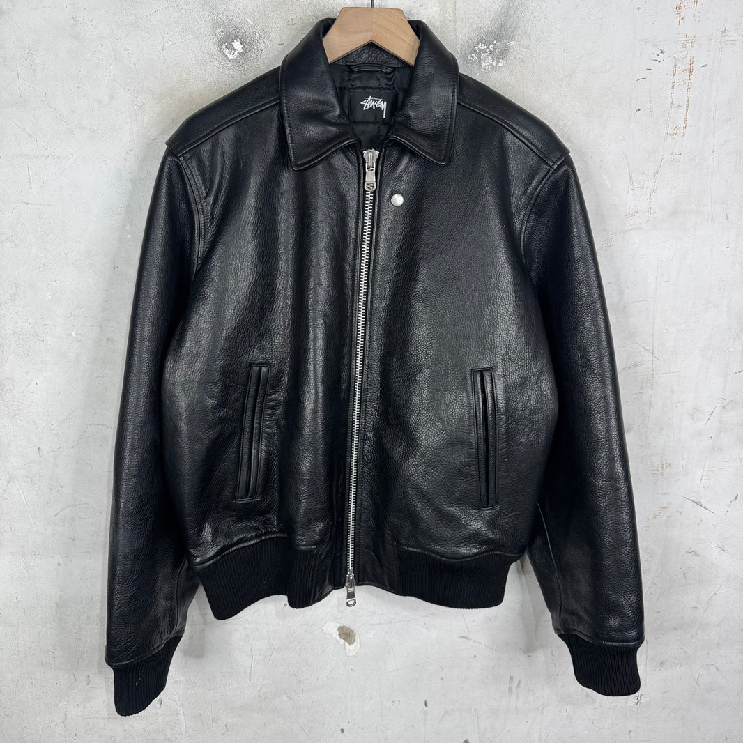 Stussy Leather Flight Bomber Jacket
