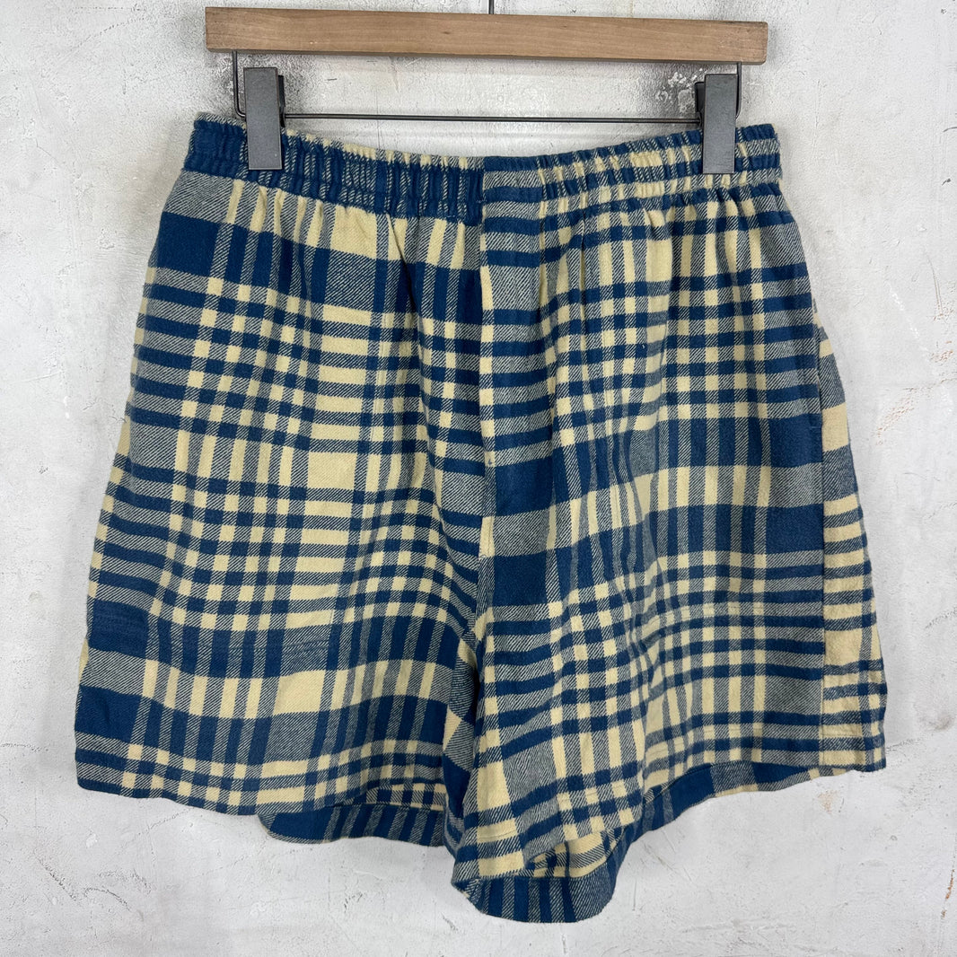 Bode Navy/Beige Plaid Flannel Shorts