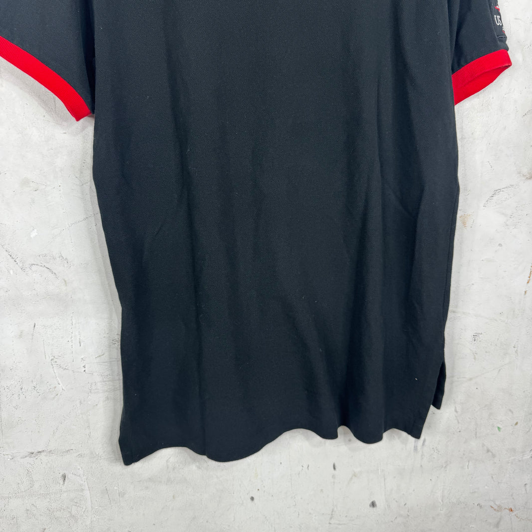 Ralph Lauren Black Red V Cut Pony Polo