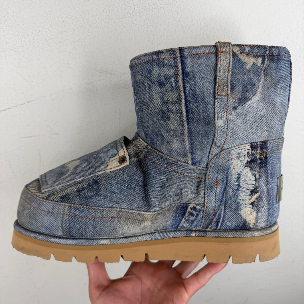 Acne Studios Batter Low Denim Print Boots