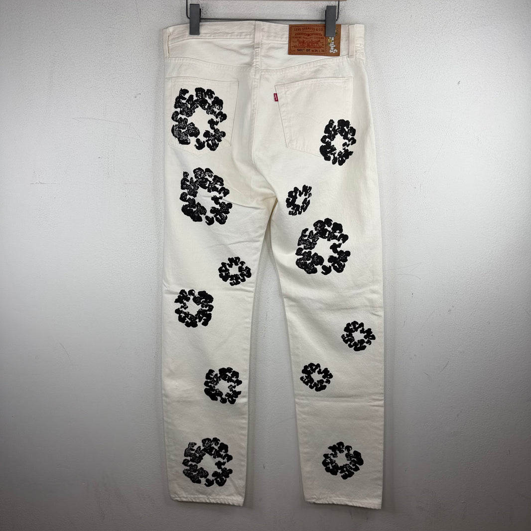 Denim Tears Levi's White Wreath 501 Jeans