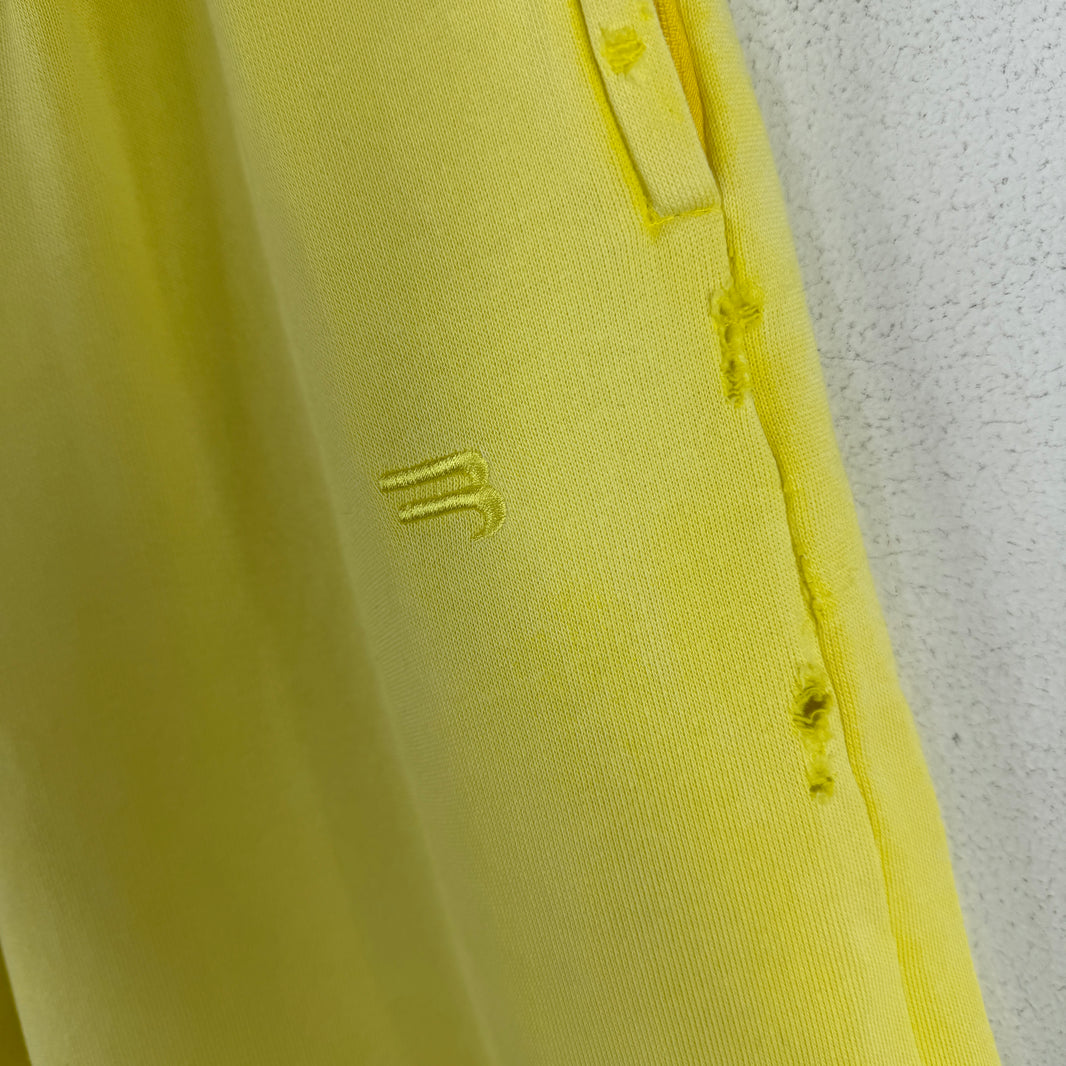 Balenciaga Sample Sporty B Distressed Yellow Sweatpants