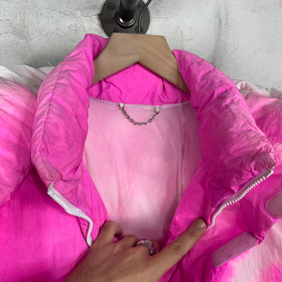 Louis Vuitton Pink/White Tie Dye Hooded Puffer