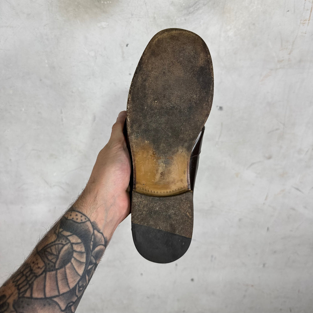 Gucci Two Tone G Buckle Brown Loafers