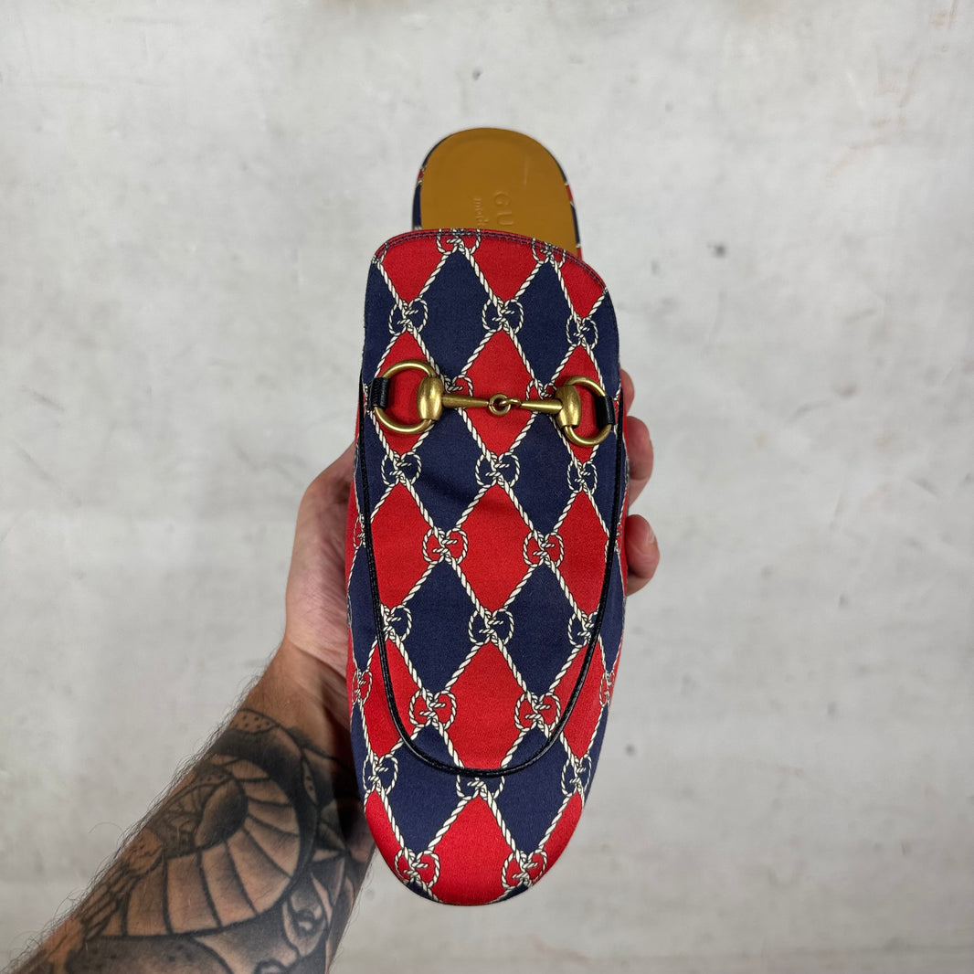 Gucci Satin Patterned Horse-Bit Mules