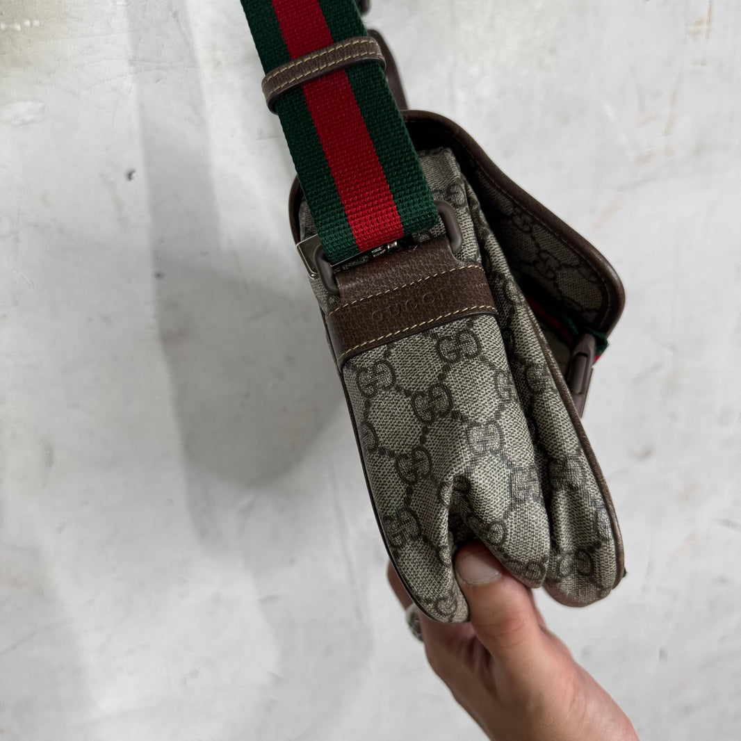 Gucci Buckled Monogram Messenger Bag