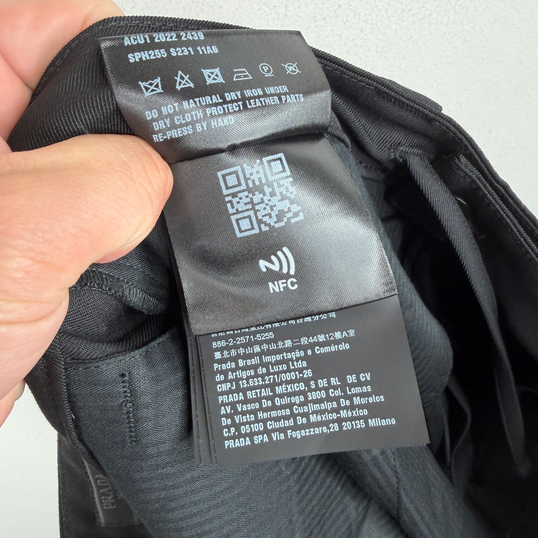 Prada Triangle Badge Inner Satin Baggy Trousers