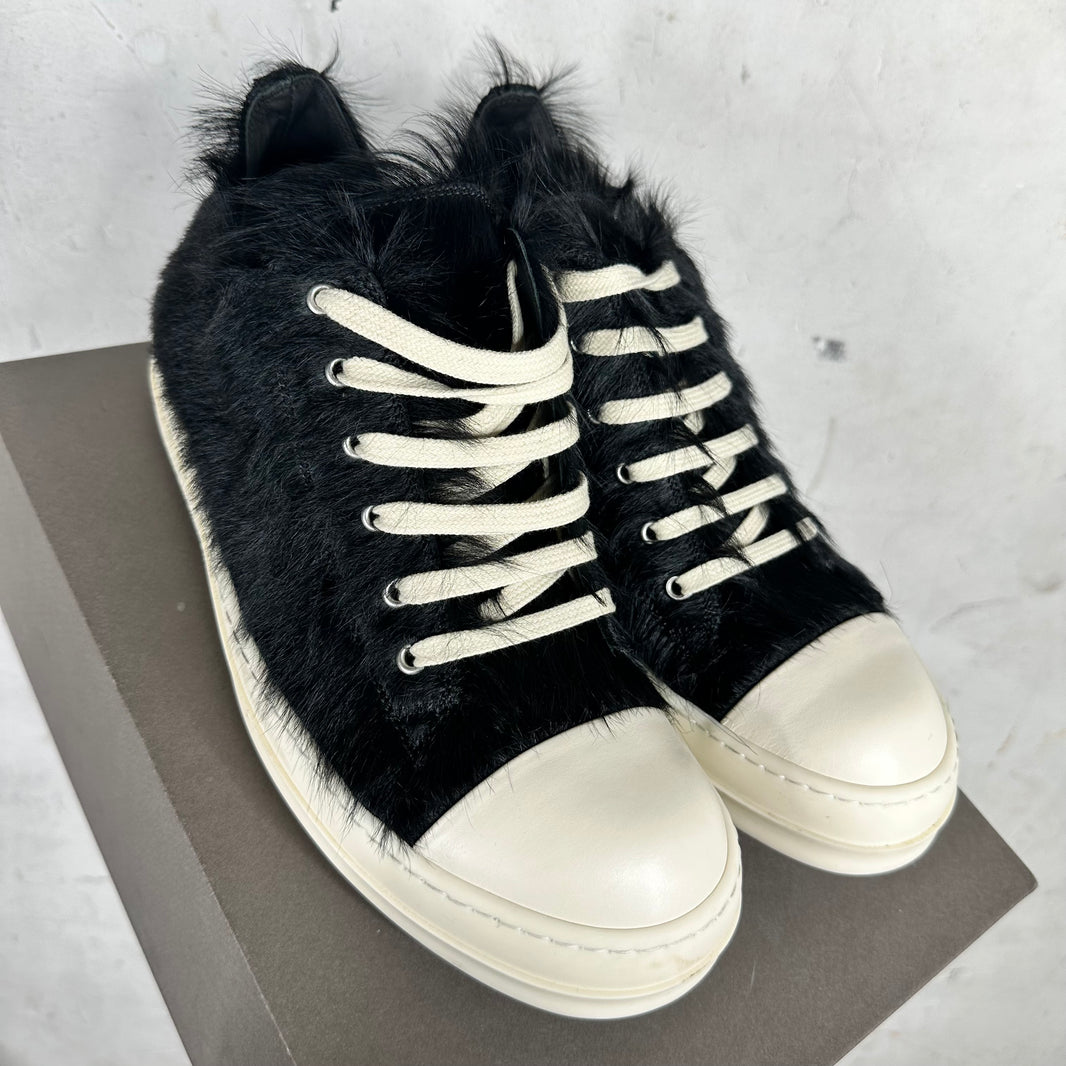 Rick Owens Black Furry Low Ramones Sneakers