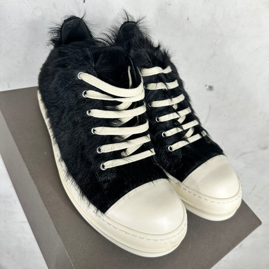 Rick Owens Black Furry Low Ramones Sneakers