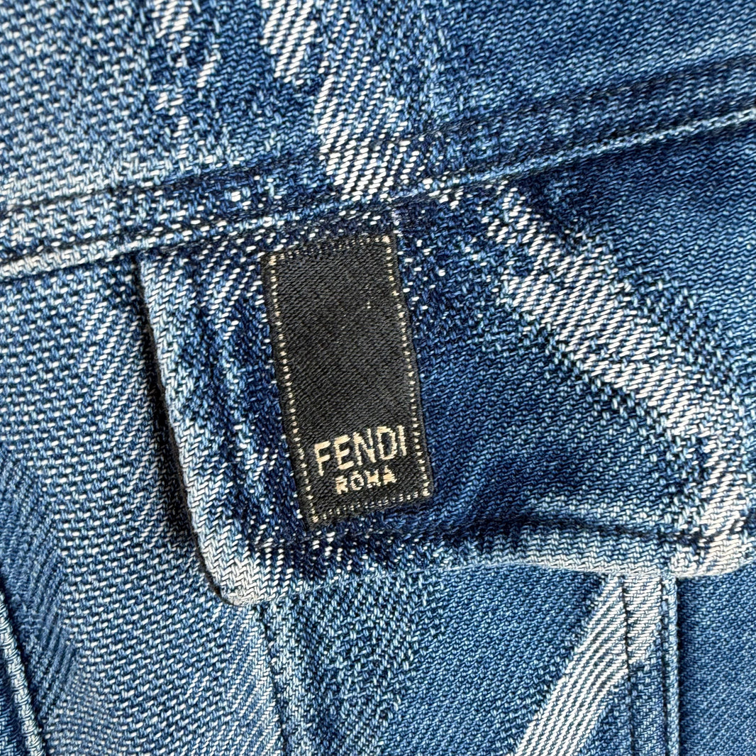 Fendi Bleach Embroidery Denim Jacket
